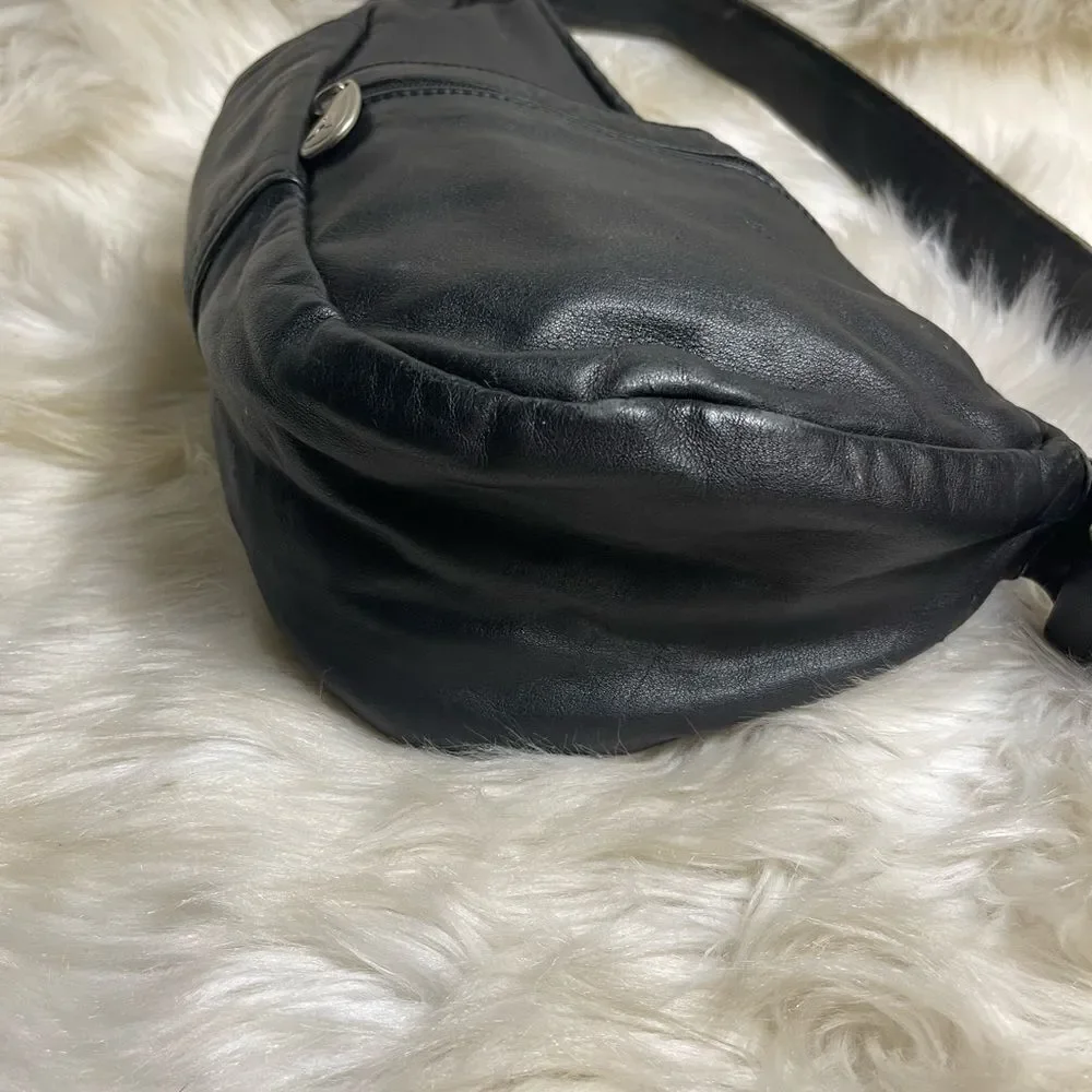 Ameri bag USAvintage Healthy Back sling back  Black Leather silver tone hardware